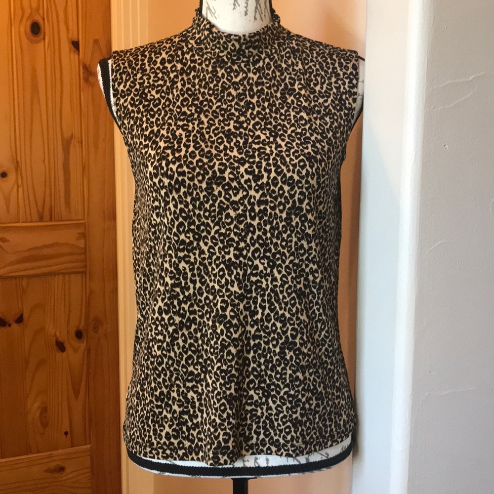 Ann Taylor Animal Print Sleeveless Top, Size L